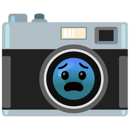 Fearful face and Camera