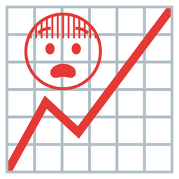 Fearful face and Chart increasing