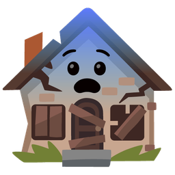 Fearful face and Derelict house