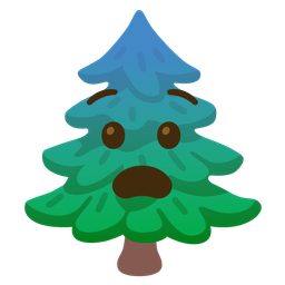 Fearful face and Evergreen tree