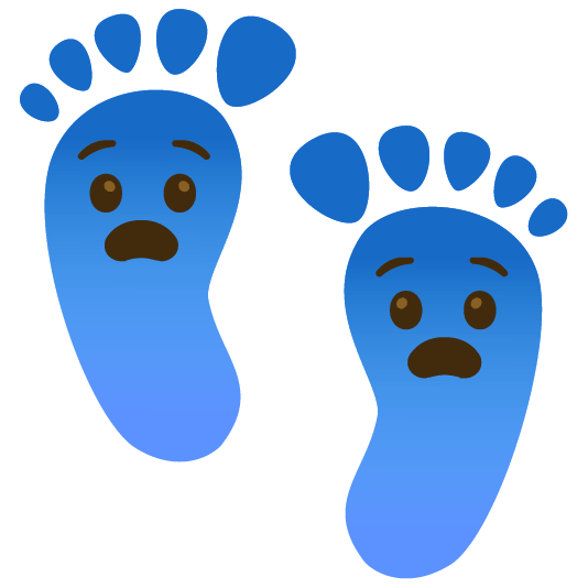 Fearful face and Footprints