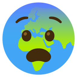 Fearful face and Globe showing Europe-Africa