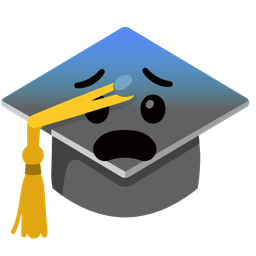 fearful face and graduation cap