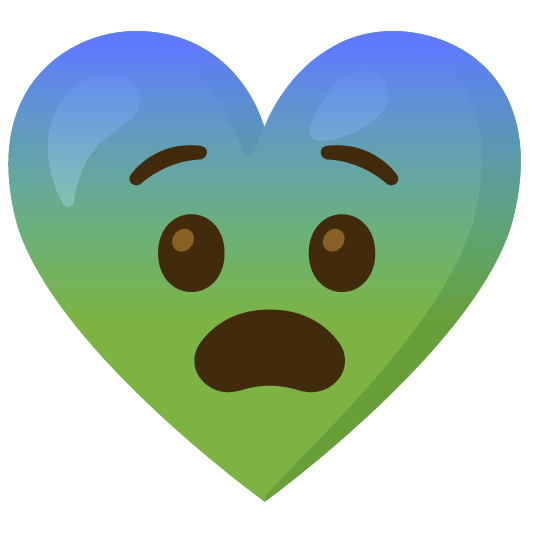 Fearful face and Green heart