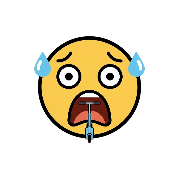 Fearful face and Kick scooter