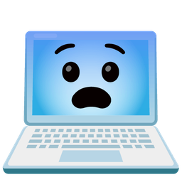 fearful face and laptop