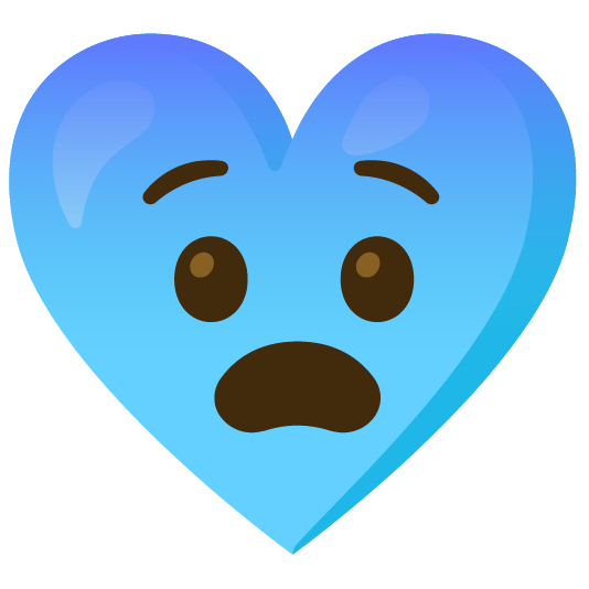 Fearful face and Light blue heart