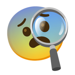 Fearful face and Magnifying glass tilted right