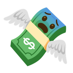 Fearful face and Money with wings