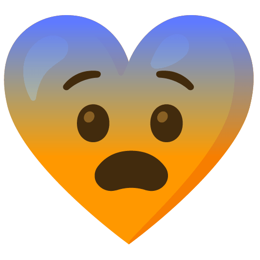 Fearful face and Orange heart