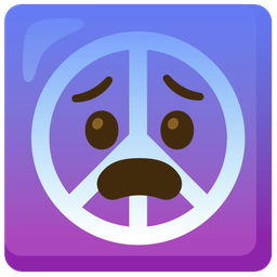 fearful face and peace symbol