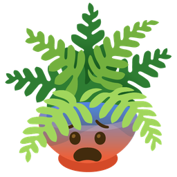 fearful face and potted plant