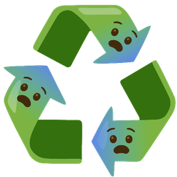 Fearful face and Recycling symbol