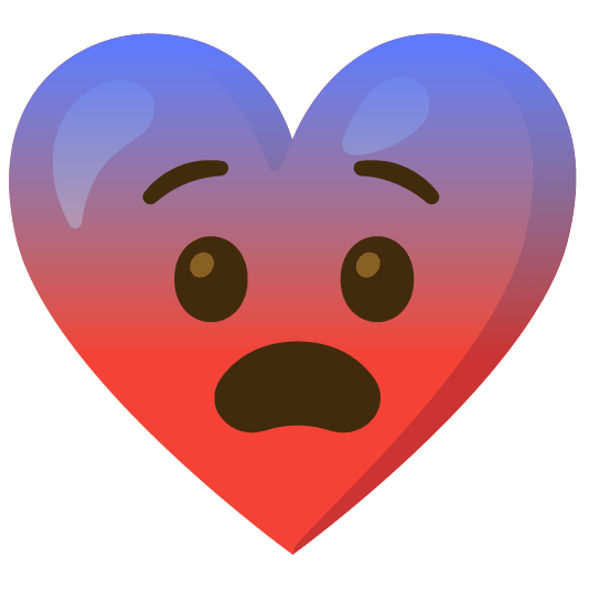 Fearful face and Red heart