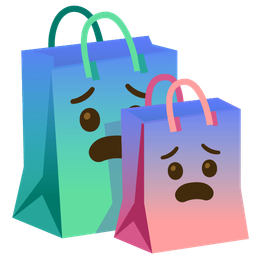 Fearful face and Shopping bags