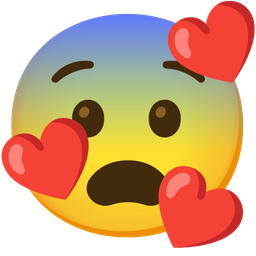 Fearful face and Smiling face with hearts