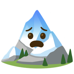 Fearful face and Snow-capped mountain