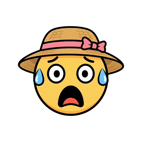 Fearful face and Woman’s hat