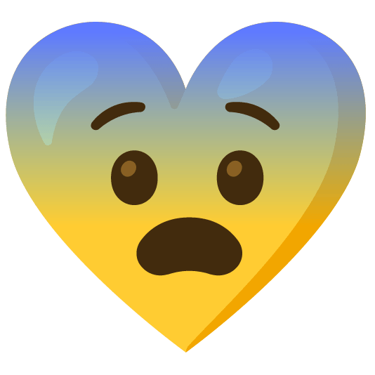 Fearful face and Yellow heart