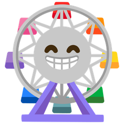 Ferris wheel and Beaming face with smiling eyes