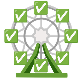 ferris wheel and check mark button