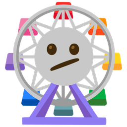 ferris wheel and face with diagonal mouth