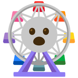 ferris wheel and face with open mouth