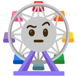 ferris wheel and face with raised eyebrow