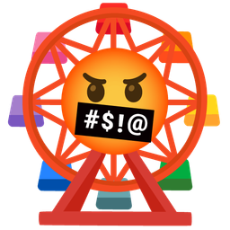 ferris wheel and face with symbols on mouth