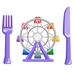 ferris wheel and fork and knife with plate