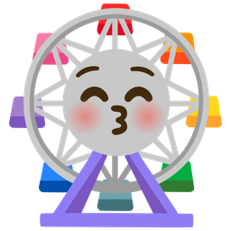 Ferris wheel and Kissing face with closed eyes