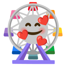 Ferris wheel and Smiling face with hearts