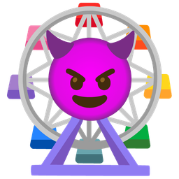 ferris wheel and smiling face with horns