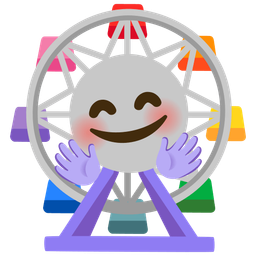 Ferris wheel and Smiling face with open hands