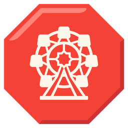 ferris wheel and stop sign