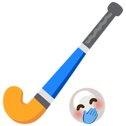 field hockey and face with hand over mouth