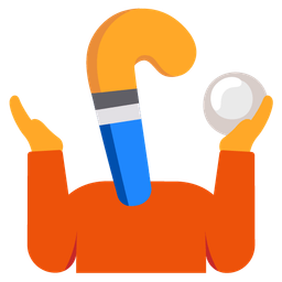 field hockey and person shrugging