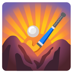 field hockey and sunrise over mountains