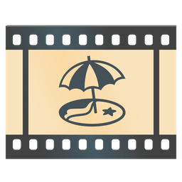 Film frames and Beach with umbrella