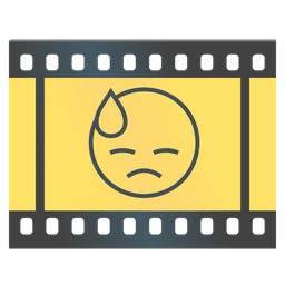 Film frames and Downcast face with sweat