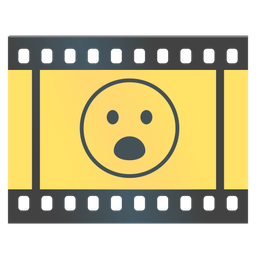 Film frames and Face with open mouth