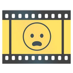 Film frames and Frowning face with open mouth