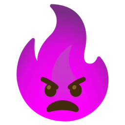 fire and angry face with horns