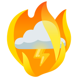 fire and cloud with lightning