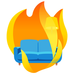 fire and couch and lamp