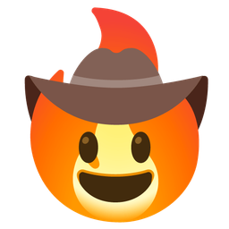 fire and cowboy hat face