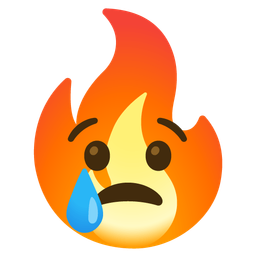 fire and crying face