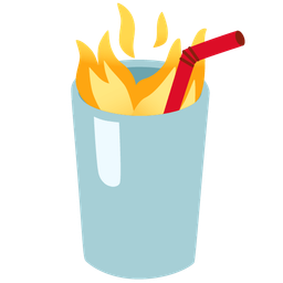 fire and cup with straw