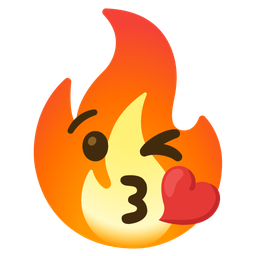 Fire and Face blowing a kiss
