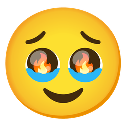 fire and face holding back tears